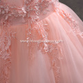 Trendy Elegant Embroidery Floral Neck Crystal white flower girl dresses With Bow